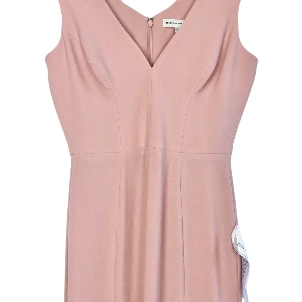 NWOT Dress The Population Sandra Plunge Crepe Trumpet Gown in Blush, Medium - Picture 11 of 16